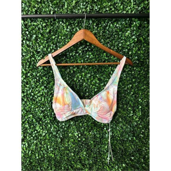 Johnny Was Calme White and Multicolor Bikini Top Adjustable Straps Size Small NW - Picture 2 of 5